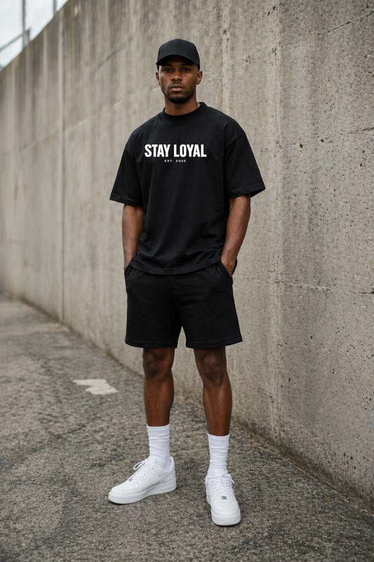 Stay Loyal Heavyweight Tee – Vintage Black (EST. 2025)