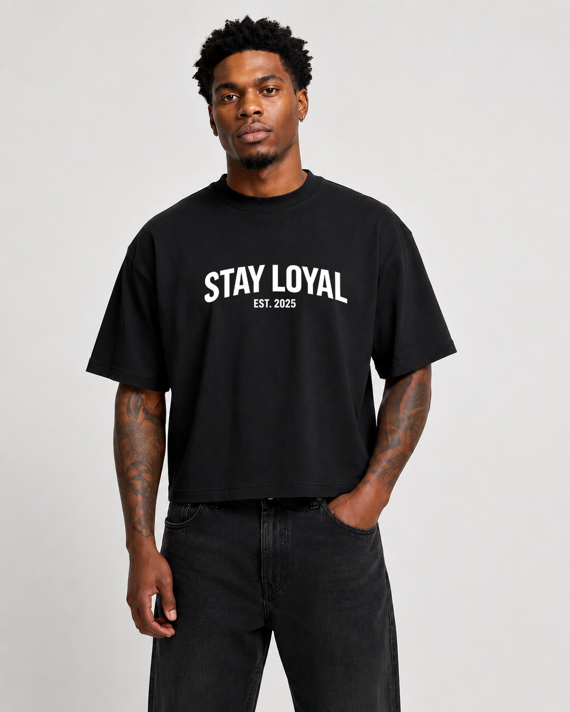 Stay Loyal  Heavyweight Crop Tee  Black